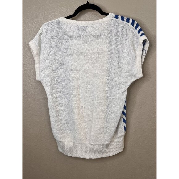 Haberdashery Collection Personal II Striped White Knit Short Sleeve Sweater 1X - Picture 6 of 8